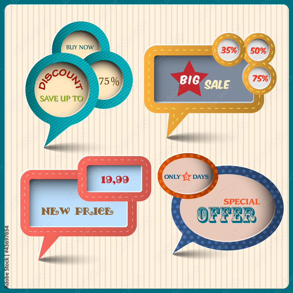 Canvas Prints four various bubbles for design. retro style