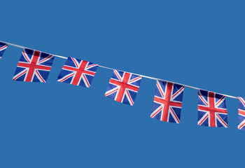 Small British Union Jack celebration flags. - obrazy, fototapety, plakaty