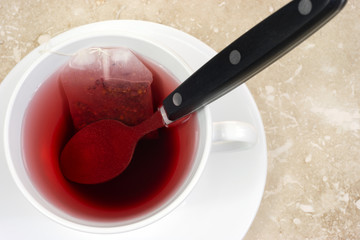 Close view rose hip hibiscus tea