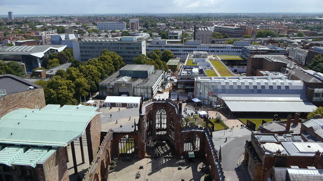 Coventry. View from the spire of the old cathedral.
