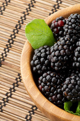 Perfect Blackberries in Wooden Bowl