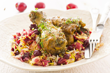 Albaloo Polow mit Hähnchen