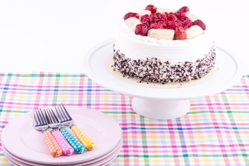 fruit cake with cream