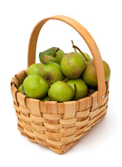 fresh pears in a basket
