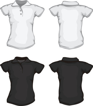 black white women's polo shirt template