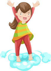 girl standing on cloud