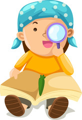 boy looking through a magnifying glass