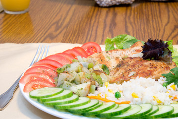 Chicken breast with rice and vegetable