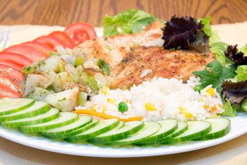 Chicken breast with rice and vegetable