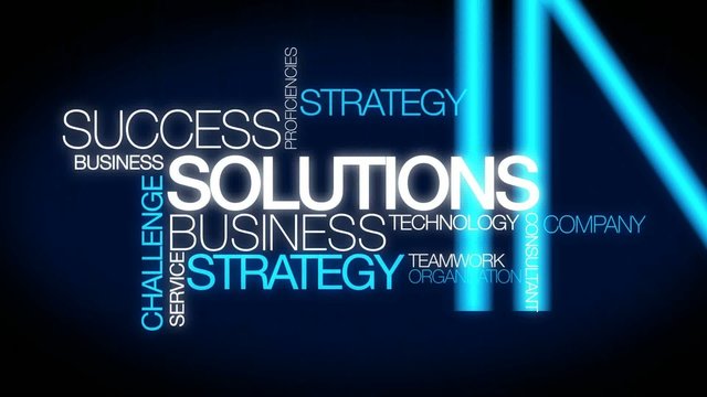 Success solutions business strategy word tag cloud video