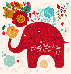Holiday card with elephant
