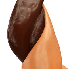 close-up view of twirling chocolate caramel cream