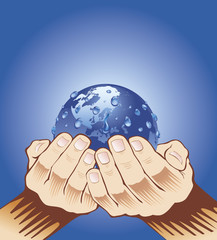 concept of protecting the world.