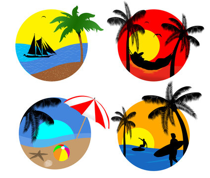 Summer beach icons