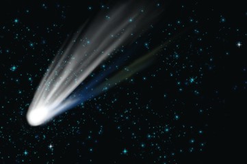 Kometa na rozgwieżdżonym niebie - obrazy, fototapety, plakaty