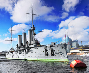 Cruiser Avrora in the city Saintt-Petersburg. Russia