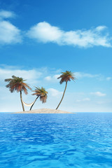Plakat High resolution isolated exotic island with palm trees