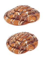 Set of fresh baked roll. Isolated on white. All in focus
