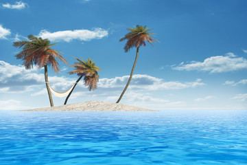 Fototapeta na wymiar High resolution isolated exotic island with palm trees