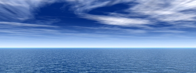 Obraz premium High resolution blue water and sky with clouds