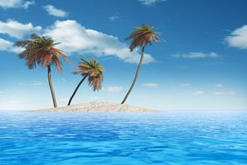 Plakat High resolution isolated exotic island with palm trees