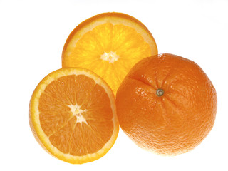 Oranges : full, half and slice.