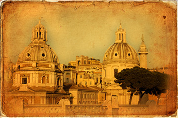 Trajan's Column and the church of St. Loreto, Rome