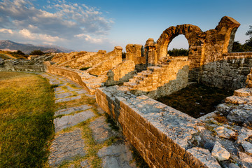 Roman Ampitheater Ruins in the Ancient Town of Salona near Split