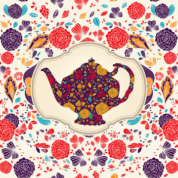 Vector template with teapot