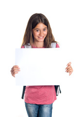 Schoolgirl holding blank paper