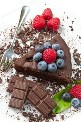 chocolate cake with fresh berry