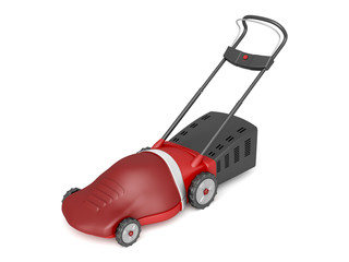 Red electric lawn mower