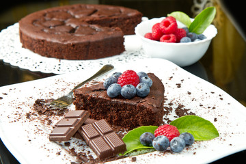 chocolate cake with fresh berry
