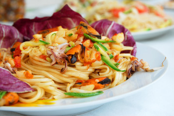 Spaghetti with fish sauce