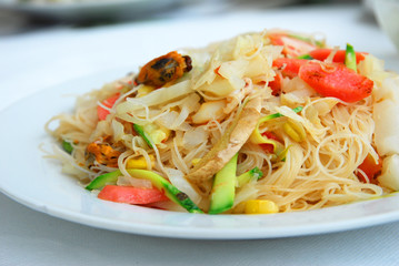 Rice spaghetti with fish sauce