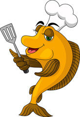 cartoon fish chef smiling