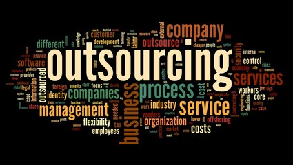Outsourcing concept in word tag cloud