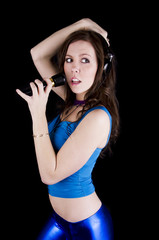 Fototapeta premium Young woman with microphone