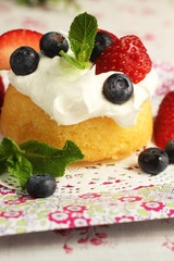 Cake and fruits