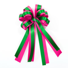 pink and green satin gift bow