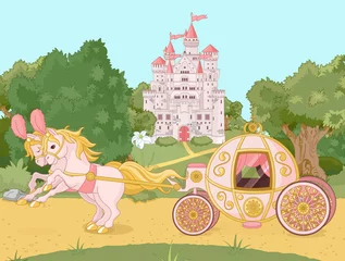 Wall murals Castle Fairytale carriage
