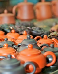 clay pots in the Chinese tea market