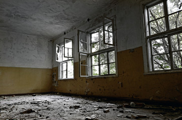 Abandoned house dark room interior