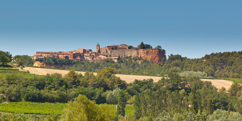 Th hill top village of Roussillon in Provence