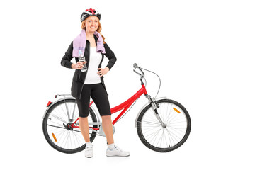 Obraz premium Woman resting after riding a bike
