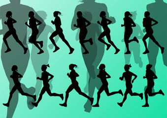 Marathon runners vector background