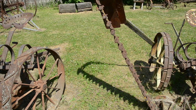 ancient agriculture tools collection in the farm