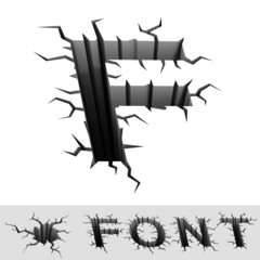 cracked font letter F