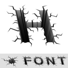 cracked font letter H