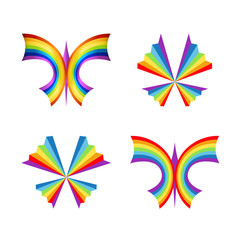 Set of rainbow butterfly concepts